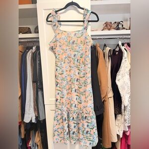 Floral Peach Sleeveless Dress